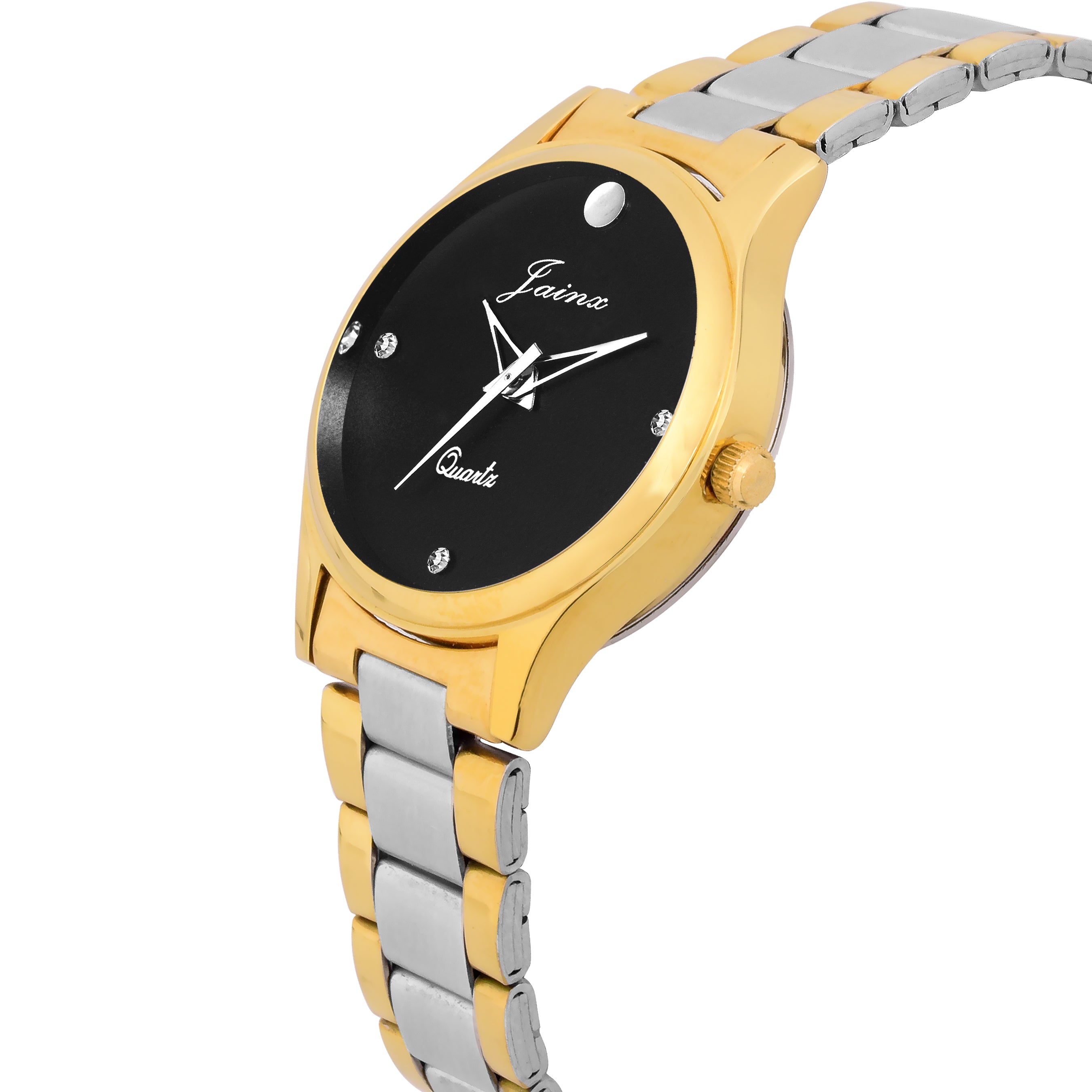Jainx Premium Black Dial Golden Analog Watch - For Women JW1202