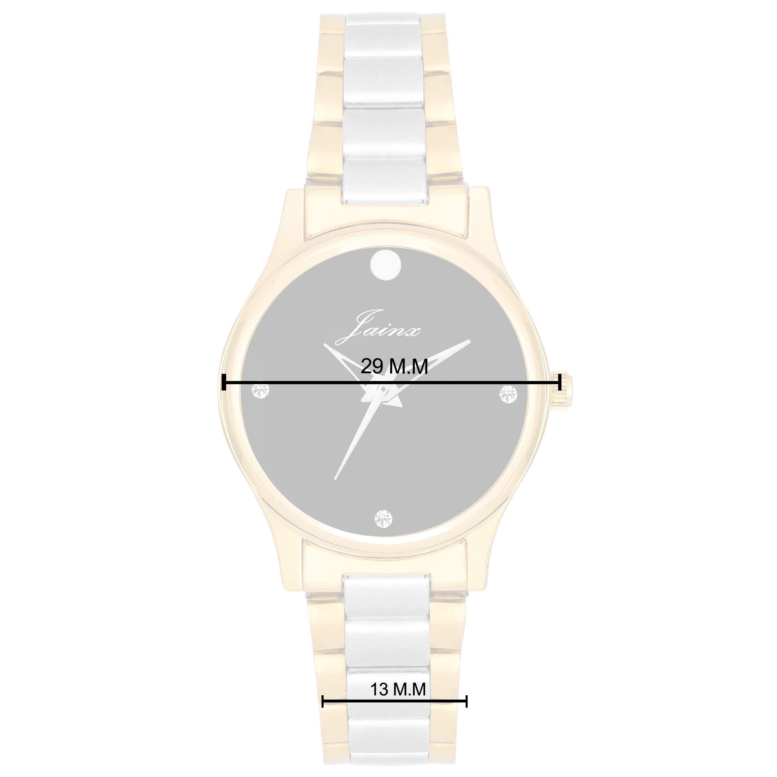 Jainx Premium Black Dial Golden Analog Watch - For Women JW1202