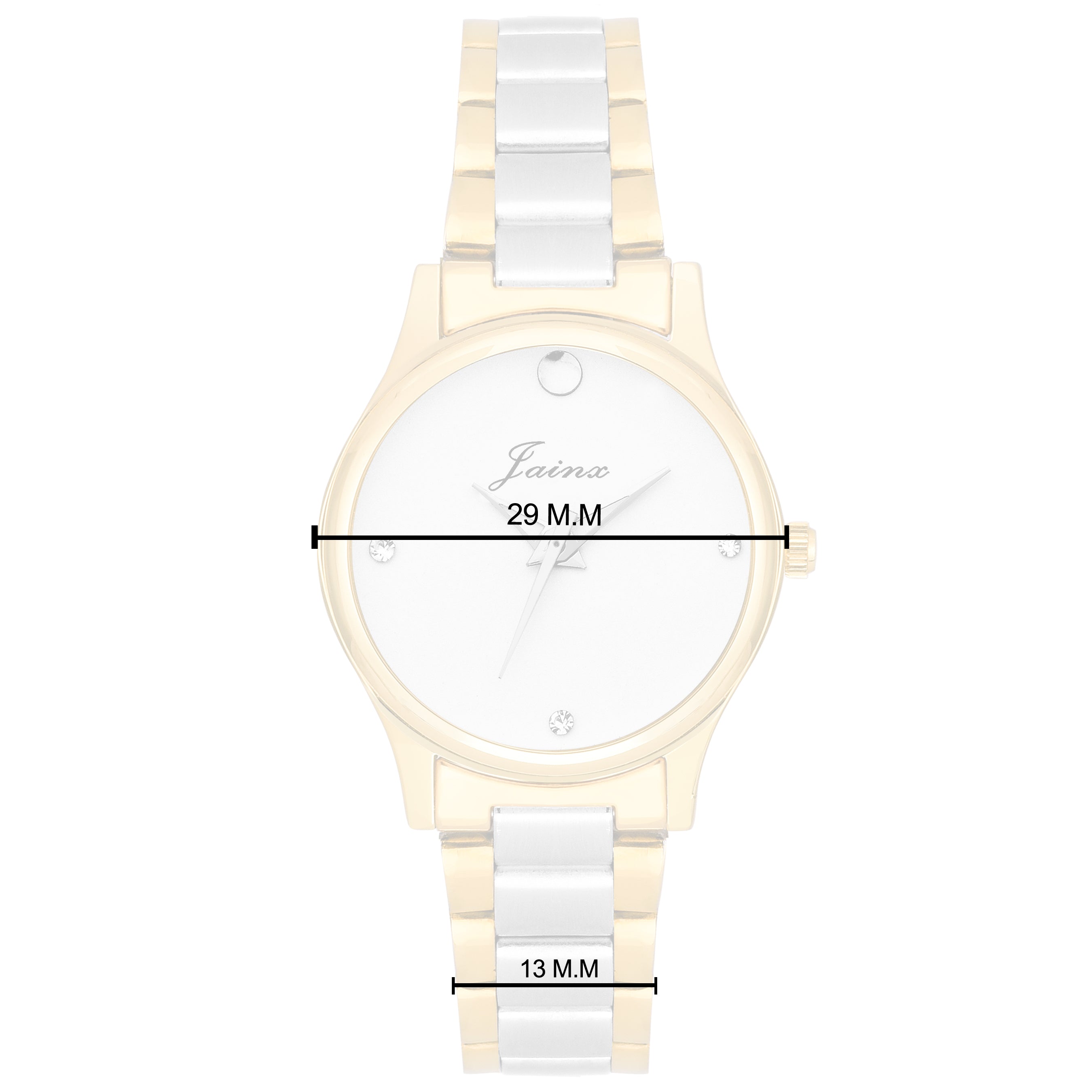 Jainx Premium White Dial Golden Chain Analog Watch - For Women JW1204
