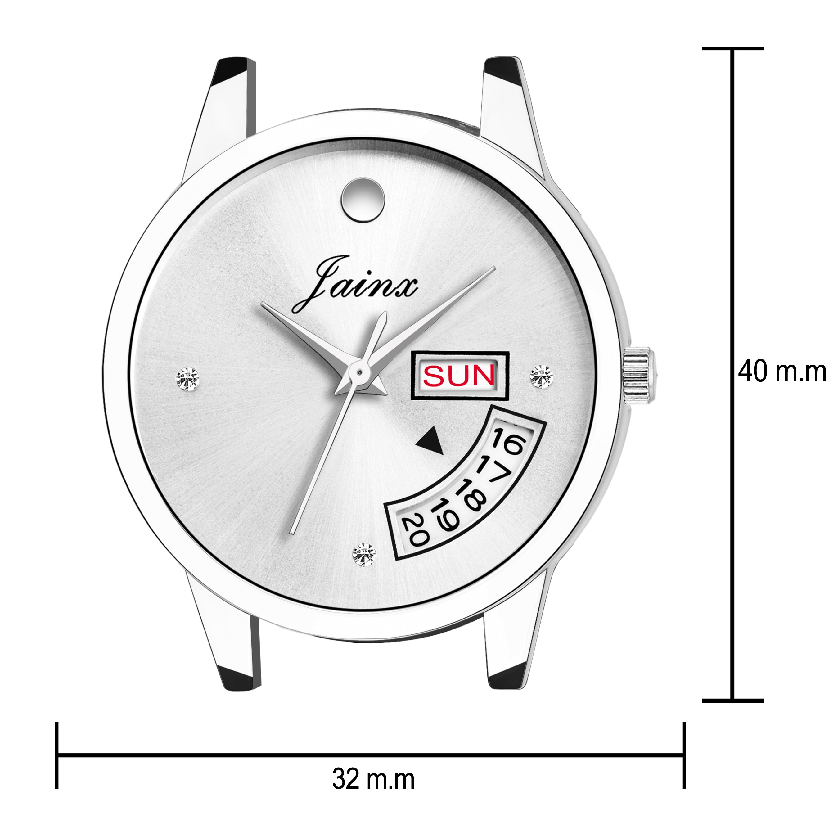 Jainx Silver Day & Date Function Steel Mesh Chain Analog Watch - For Women JW596