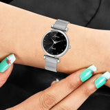 Jainx Black Dial Steel Mesh Chain Analog Watch - For Women JW667