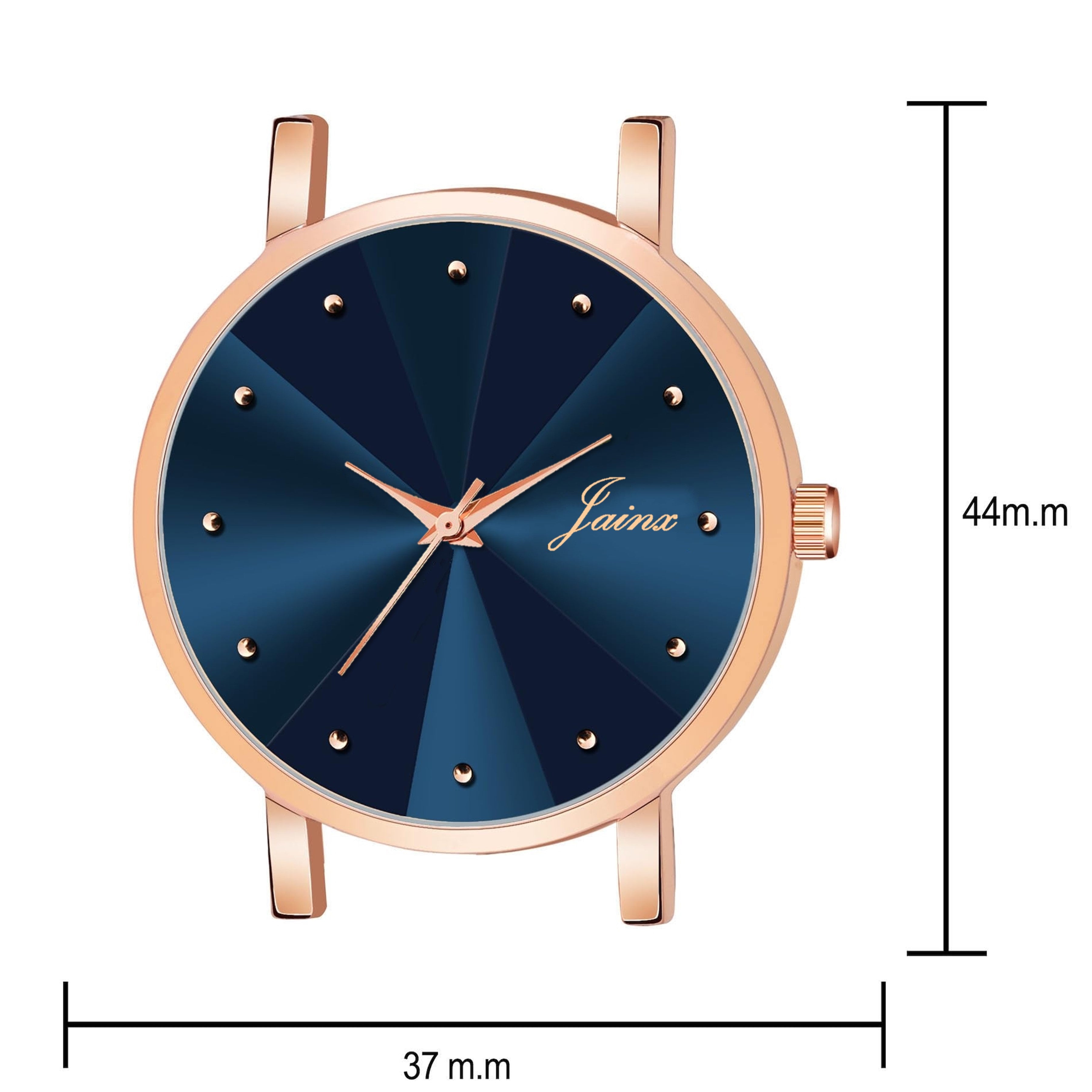 Jainx Blue Dial Rose Gold Color Mesh Chain Analog Wrist Watch For Women - JW8549
