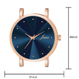 Jainx Blue Dial Rose Gold Color Mesh Chain Analog Wrist Watch For Women - JW8549