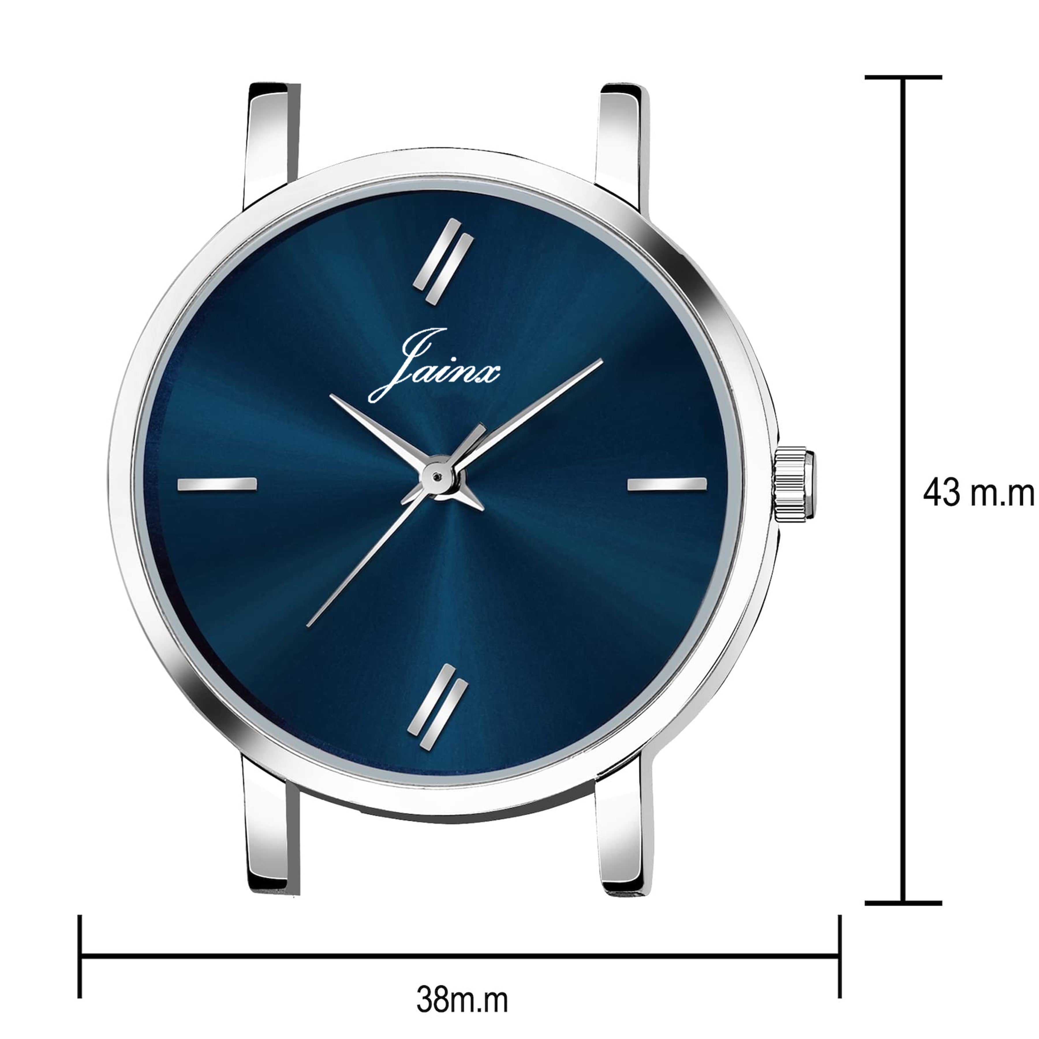Jainx Blue Dial Silver Mesh Chain Analog Wrist Watch For Women - JW8556