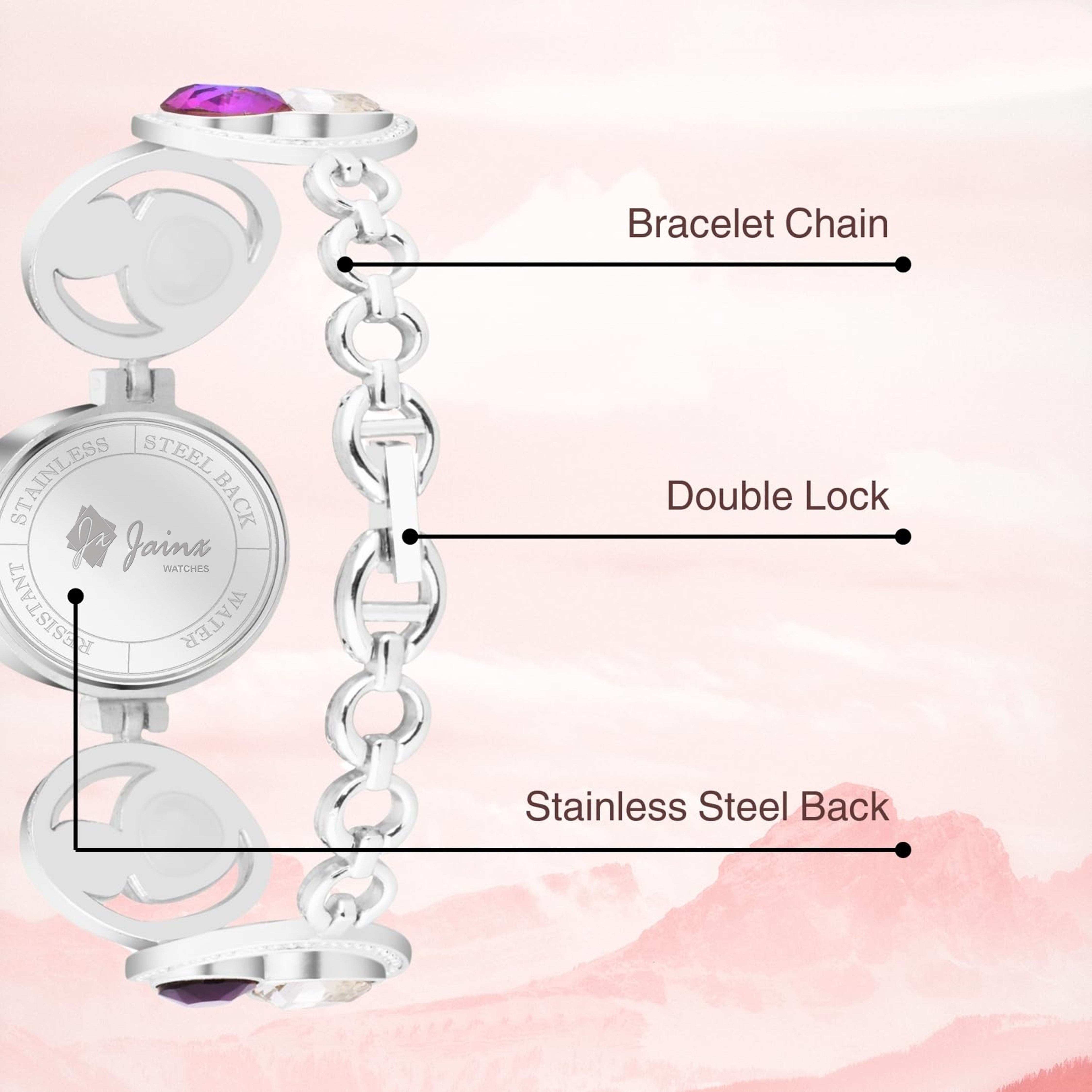 Jainx Mother Of Pearl Dial Bracelet Chain Analog Watch For Women - JW8563