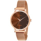 Jainx Golden Mesh Chain With Red Dial Analog Wrist Watch For Women - JW8568