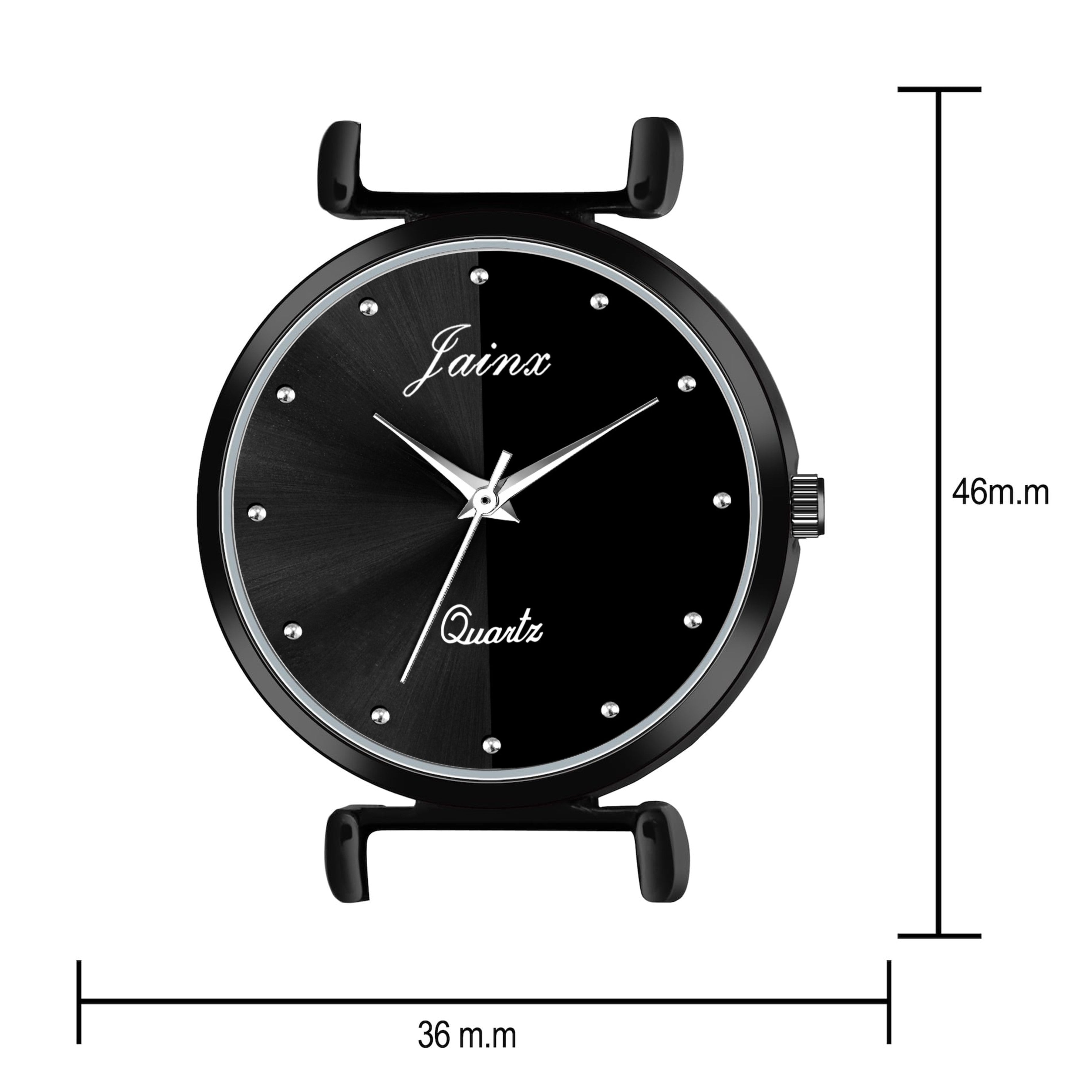 Jainx Dual Tone Dial Black Silicone Strap Analog Wrist Watch For Women - JW8570
