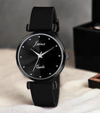 Jainx Dual Tone Dial Black Silicone Strap Analog Wrist Watch For Women - JW8570