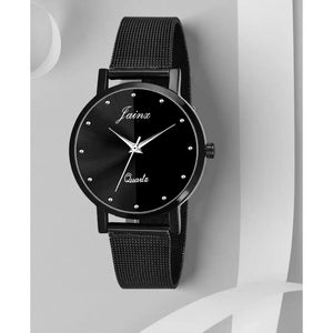 Black Mesh Chain Dual Tone Dial Analog Women's Watch