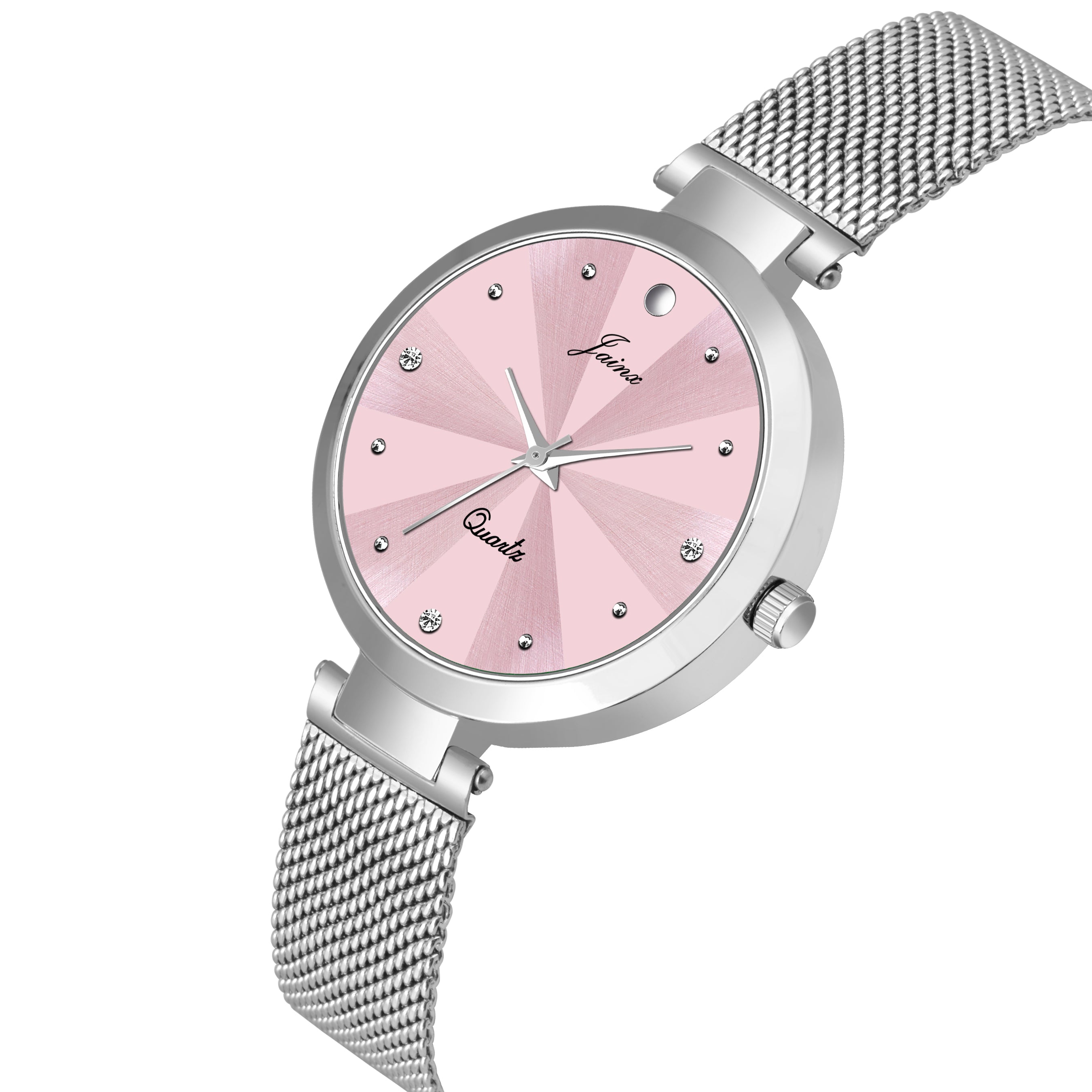 Pink Dial Steel Mesh Chain Analog Watch For Women - JW8583 - Jainx Store