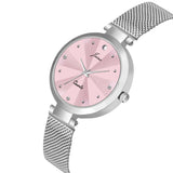 Pink Dial Steel Mesh Chain Analog Watch For Women - JW8583 - Jainx Store