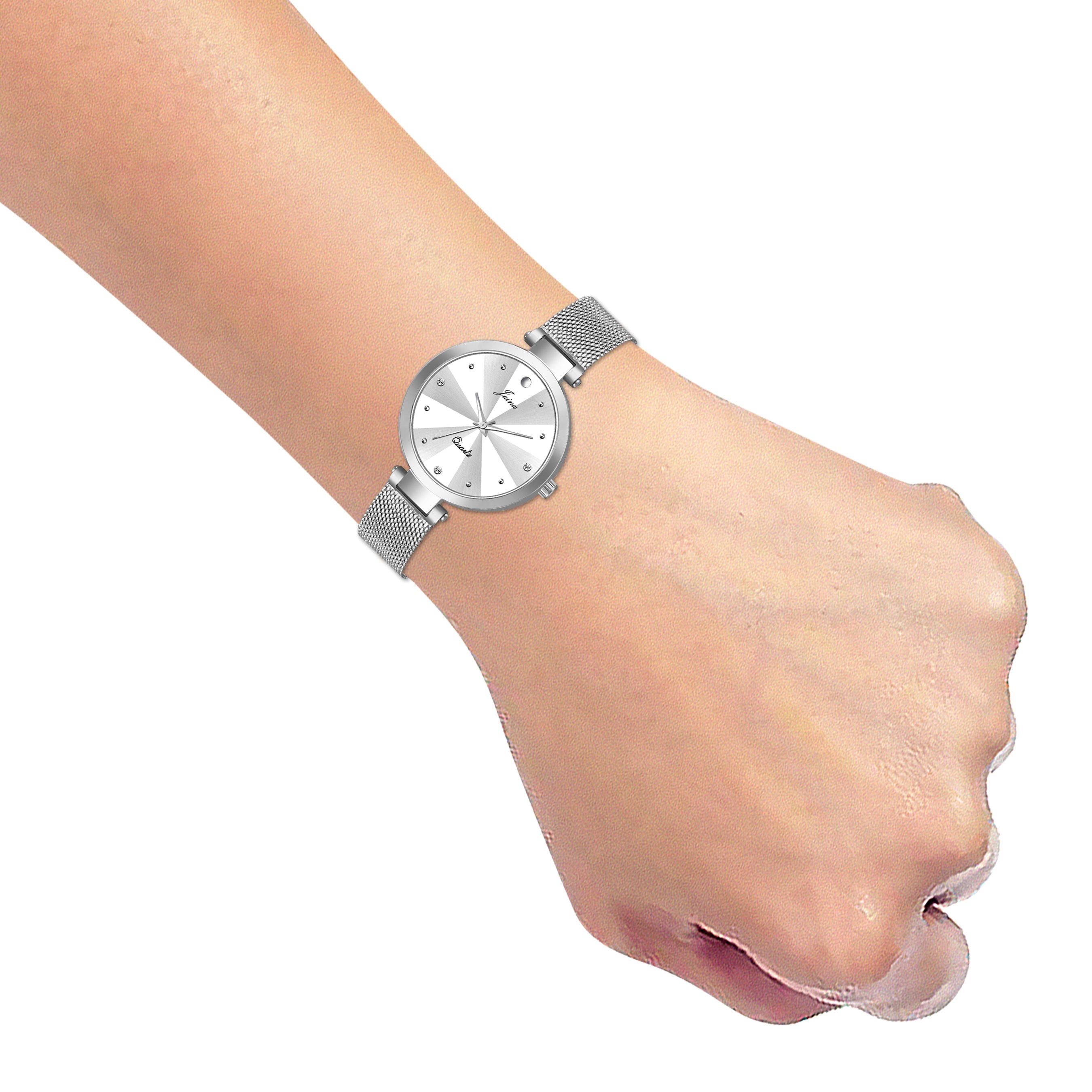 Silver Dial Steel Mesh Chain Analog Watch For Women - JW8584 - Jainx Store