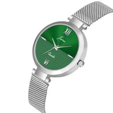 Green Dual Tone Dial Steel Mesh Chain Analog Watch For Women - JW8585 - Jainx Store