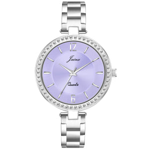 Silver Chain Purple Dial Analog Wrist Watch For Women - JW8591 - Jainx Store