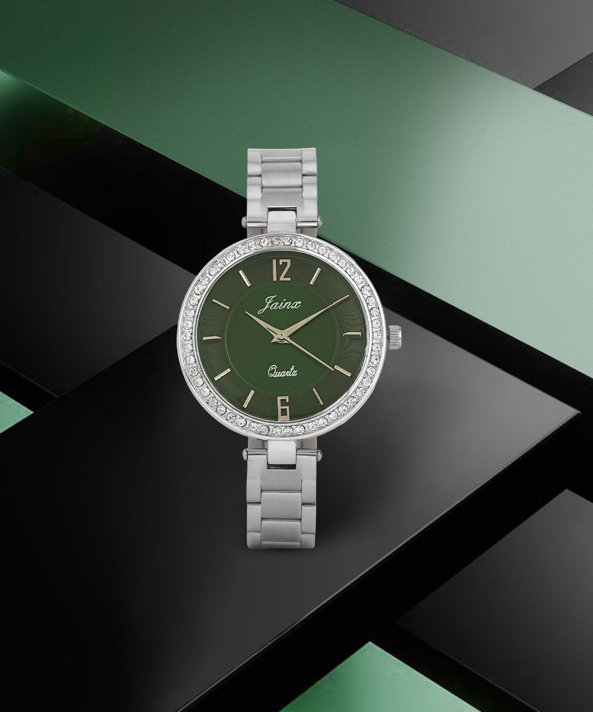 Silver Chain Green Dial Analog Wrist Watch For Women - JW8592 - Jainx Store
