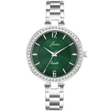 Jainx Silver Chain Green Dial Analog Wrist Watch For Women - JW8592