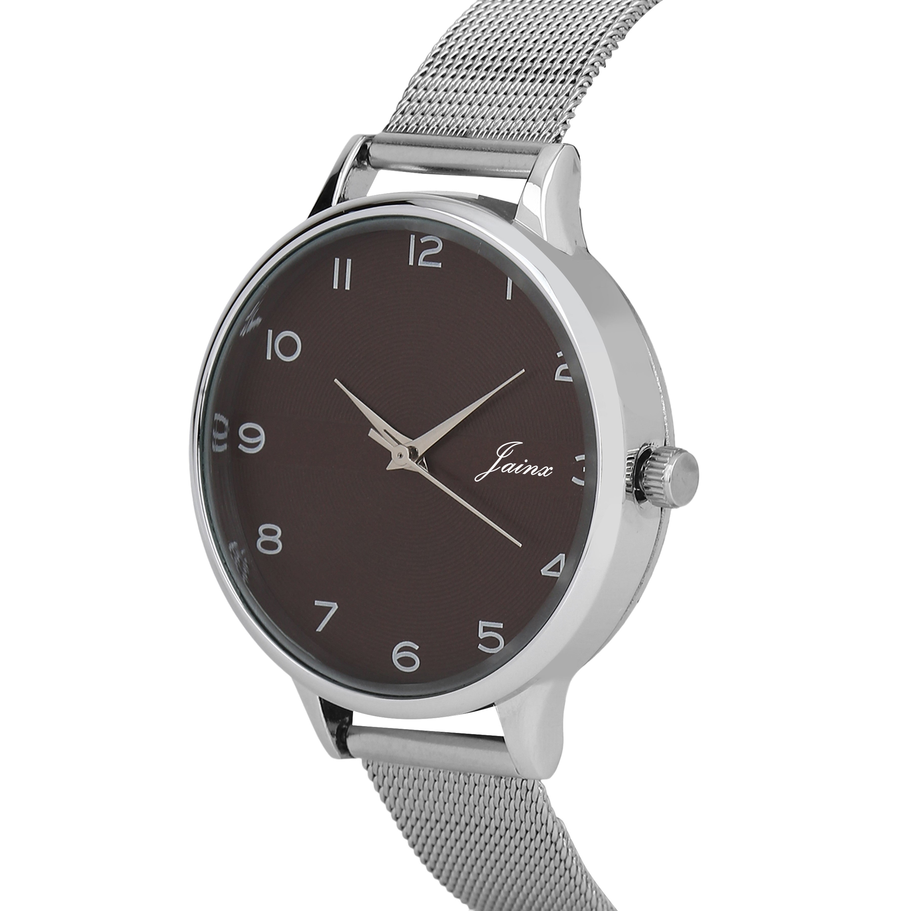 Jainx Brown Dial Mesh Steel Chain Analog Watch - For Women JW8595