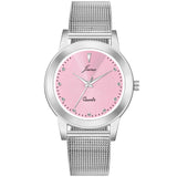Jainx Pink Dial Steel Mesh Chain Analog Watch - For Women JW8599