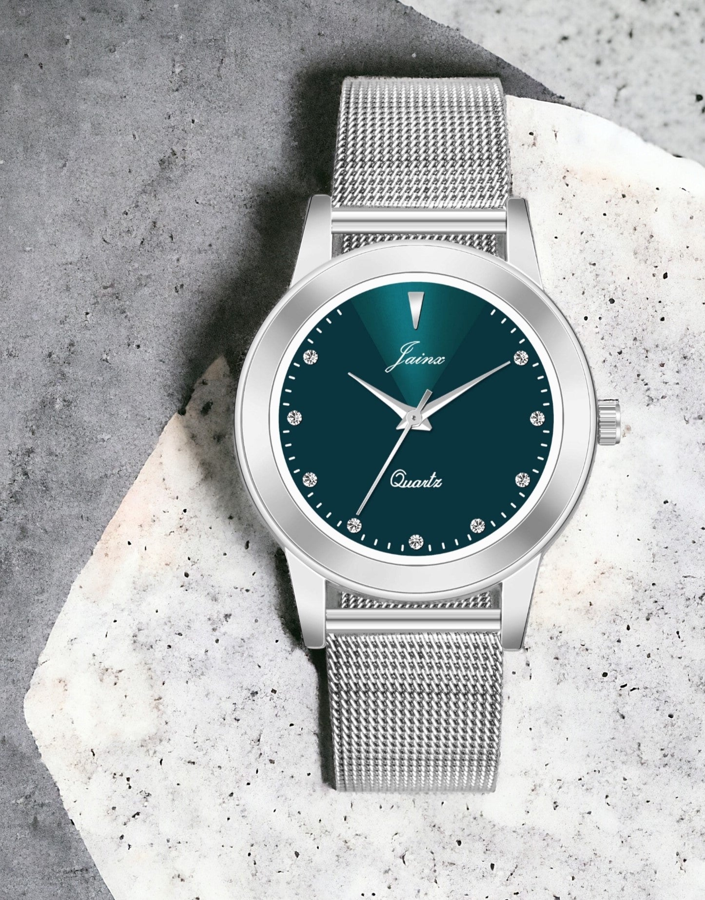 Jainx Blue Dial Steel Mesh Chain Analog Watch - For Women JW8600