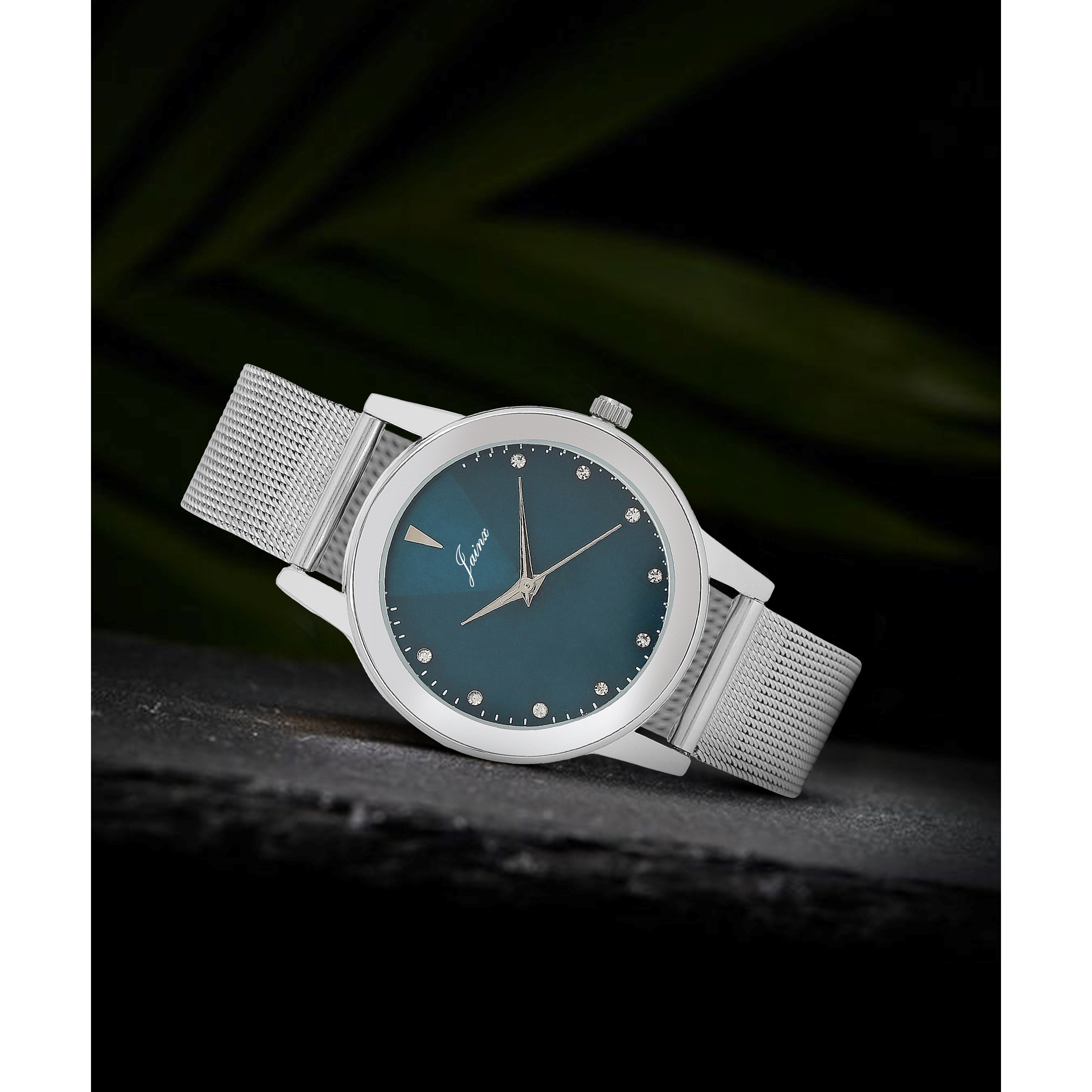 Jainx Blue Dial Steel Mesh Chain Analog Watch - For Women JW8600