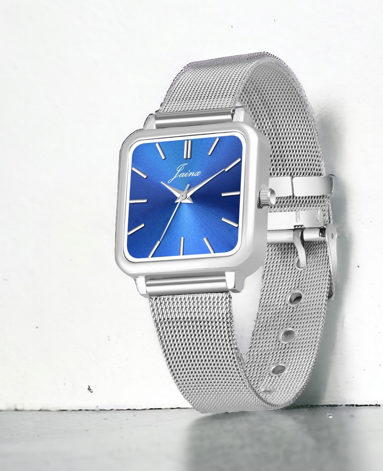 Jainx Blue Dial Steel Mesh Silver Chain Analog Watch - For Women JW8602