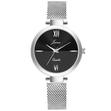 Jainx Black Dial Mesh Silver Chain Analog Watch - For Women JW8606