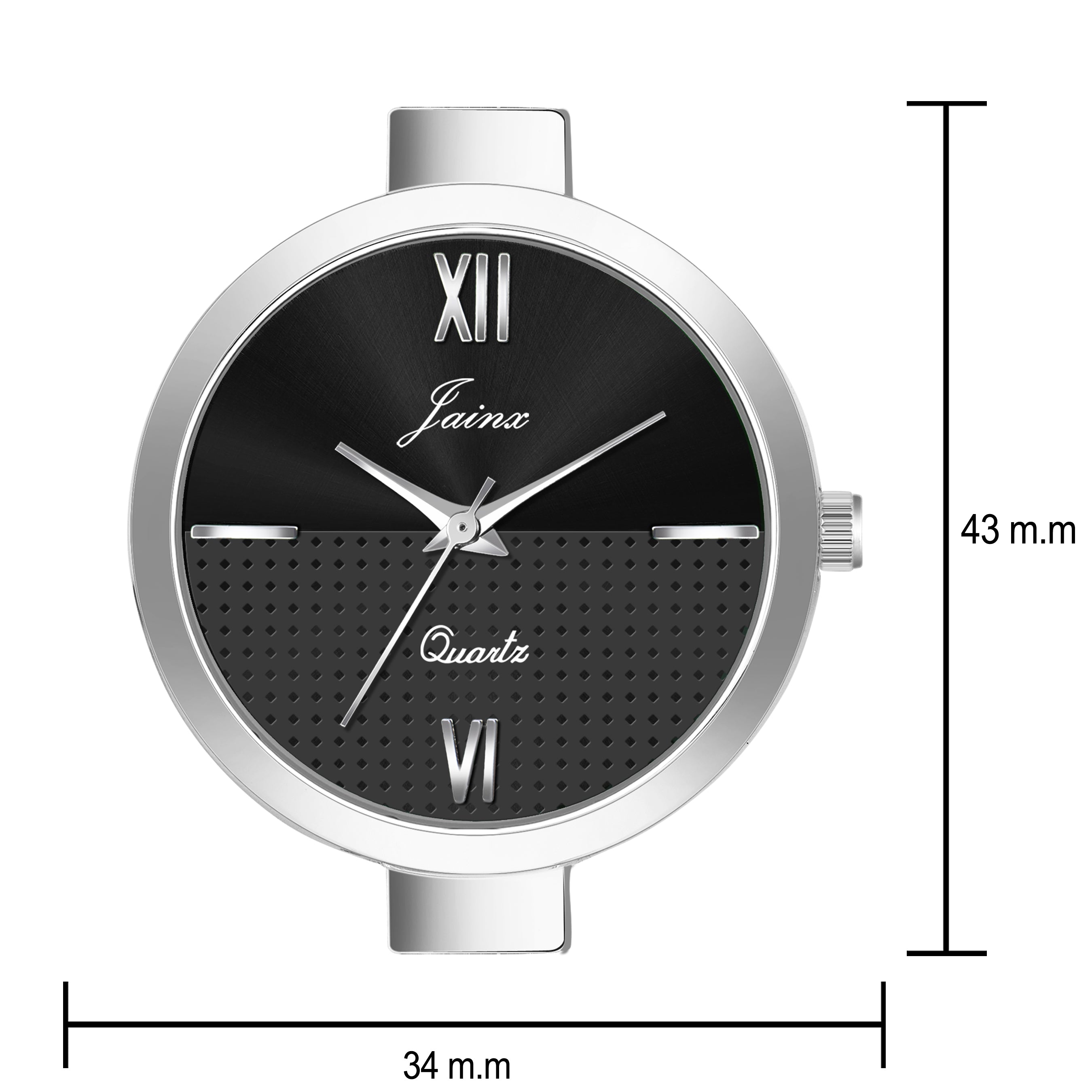 Jainx Black Dial Mesh Silver Chain Analog Watch - For Women JW8606