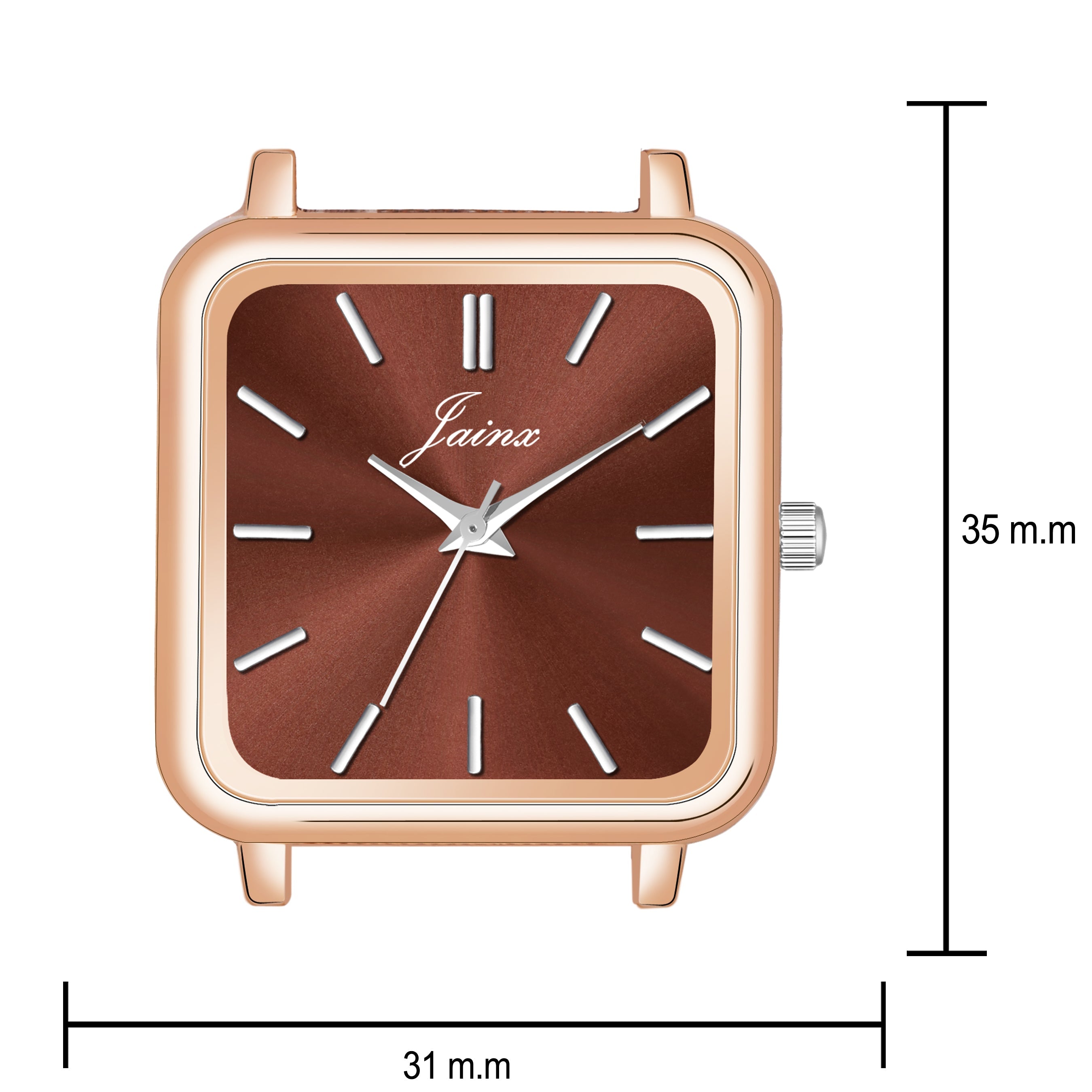 Jainx Brown Dial Rose Gold Mesh Chain Analog Wrist Watch For Women - JW8608