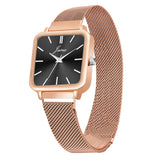 Jainx Black Dial Rose Gold Mesh Chain Analog Wrist Watch For Women - JW8609