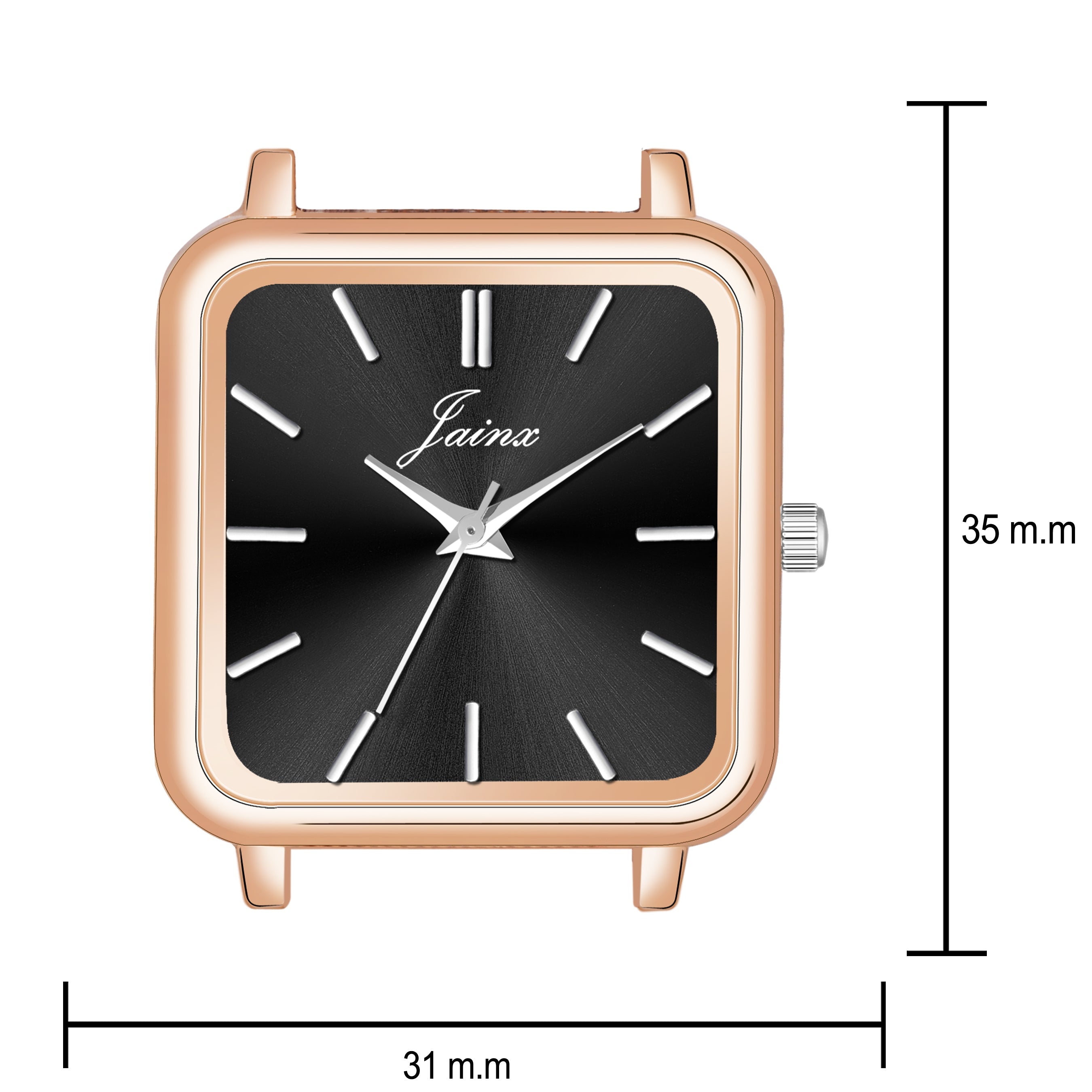Jainx Black Dial Rose Gold Mesh Chain Analog Wrist Watch For Women - JW8609