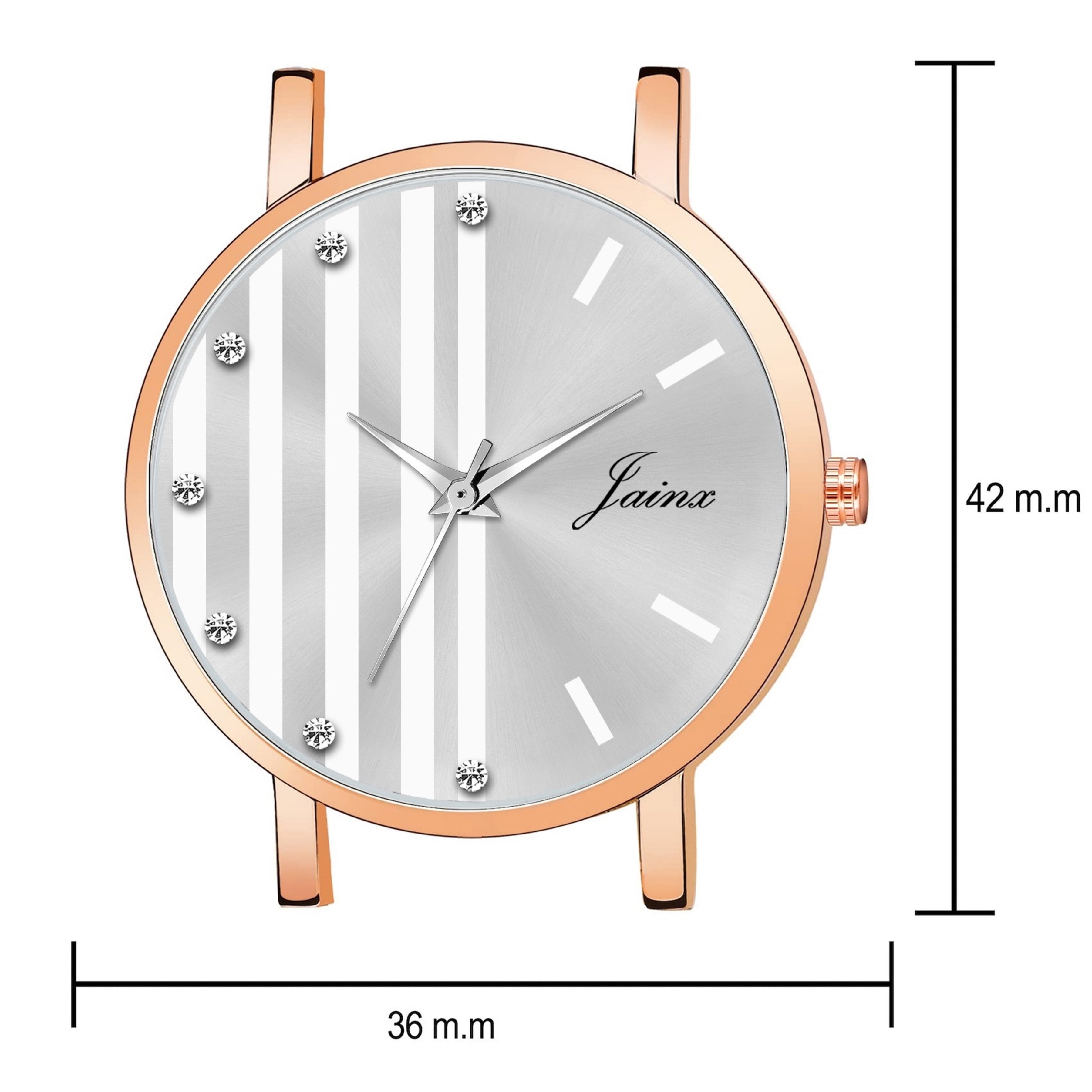 Jainx Silver Dial Rose Gold Mesh Chain Analog Wrist Watch For Women - JW8610