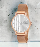 Jainx Silver Dial Rose Gold Mesh Chain Analog Wrist Watch For Women - JW8610