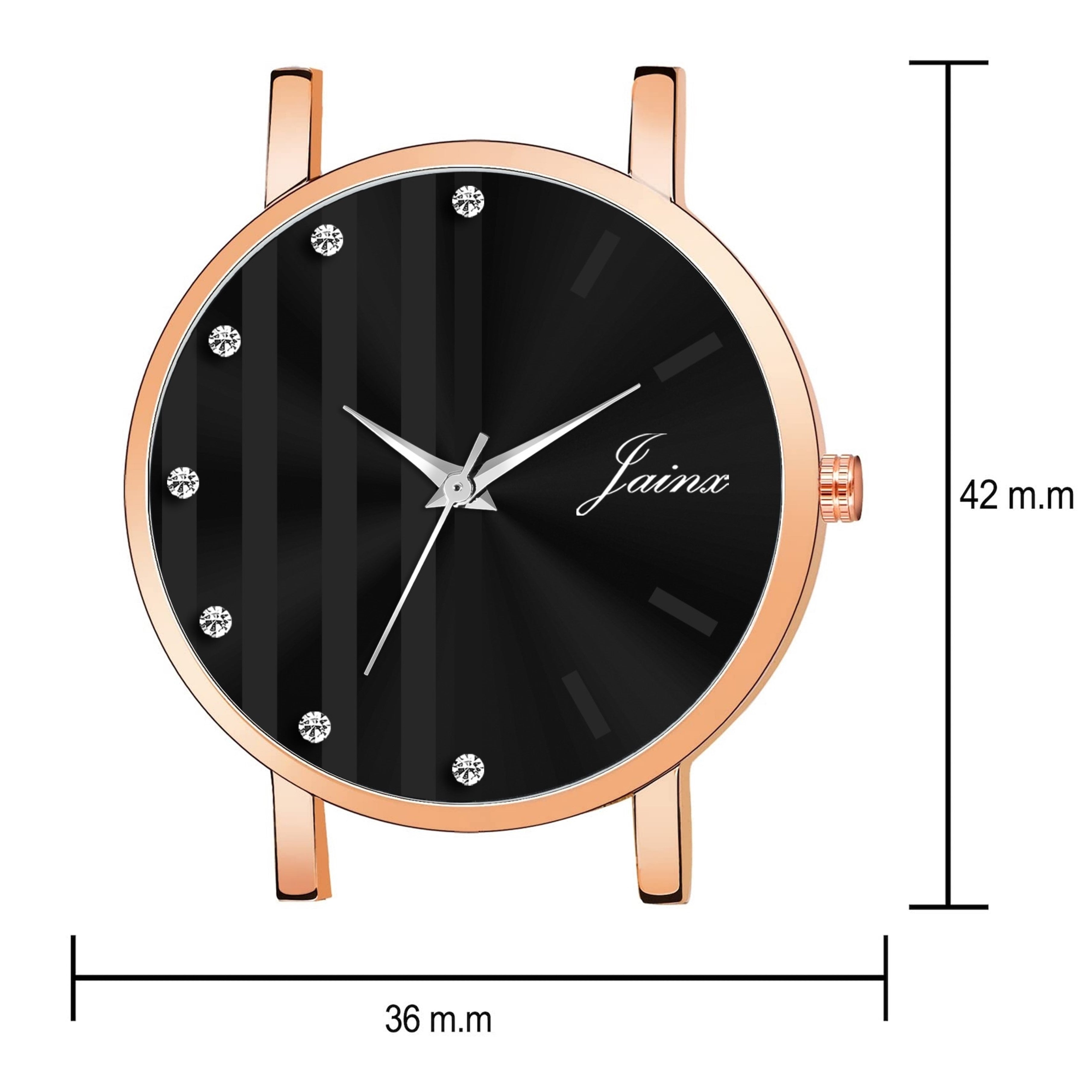 Jainx Black Dial Rose Gold Mesh Chain Analog Wrist Watch For Women - JW8612