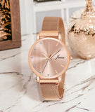 Jainx Rose Gold Mesh Chain Analog Wrist Watch For Women - JW8613