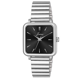 Jainx Square Black Dial Steel Chain Analog Wrist Watch For Women - JW8616