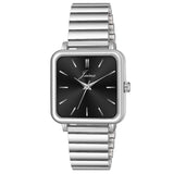 Jainx Square Black Dial Steel Chain Analog Wrist Watch For Women - JW8616