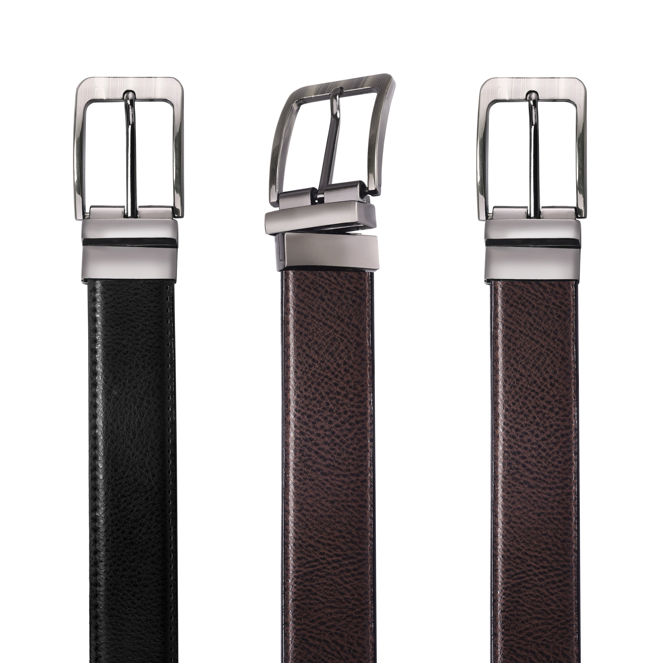Jaxer Men Evening, Party, Formal, Casual Black Artificial Leather Reversible Belt - JXBLT101