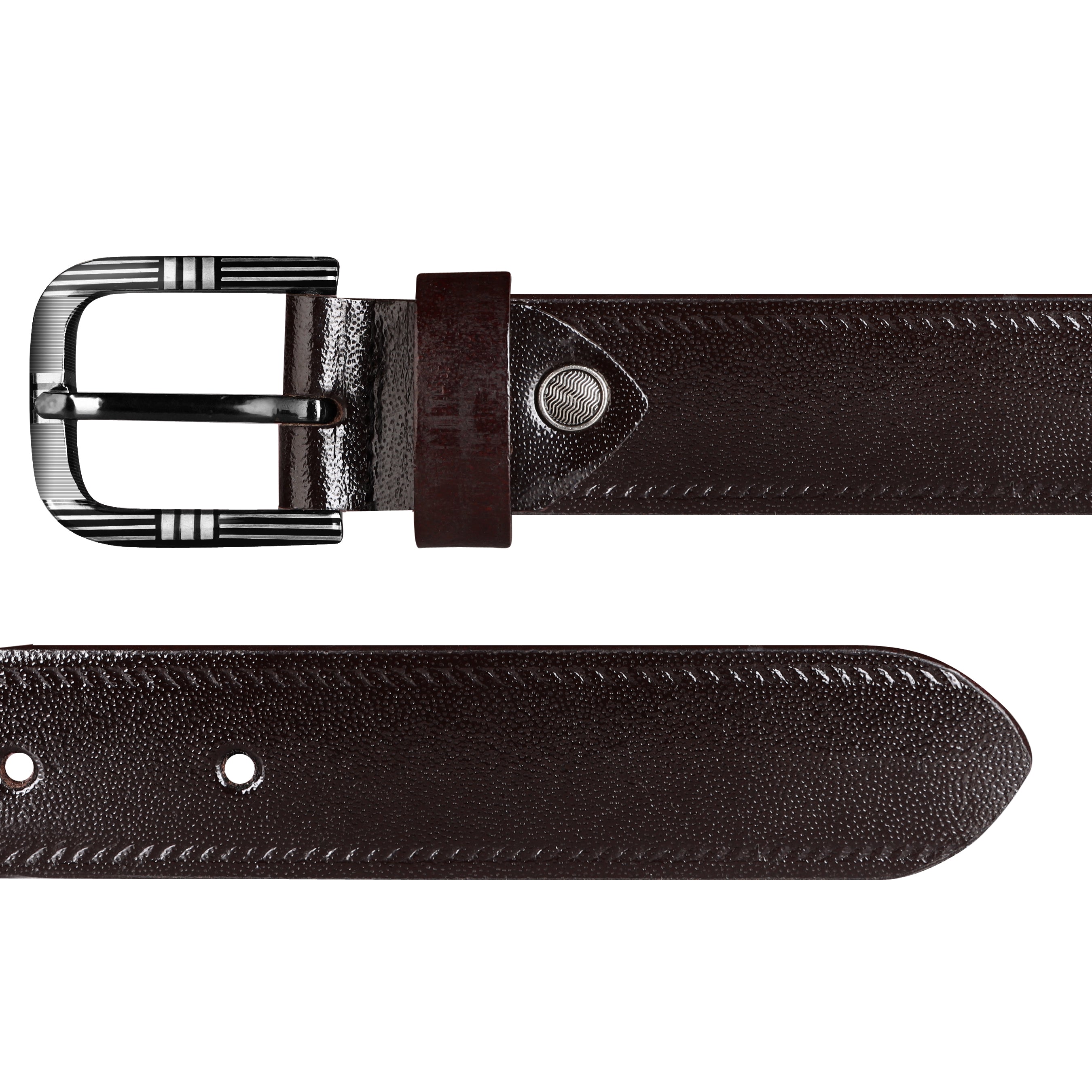 Jaxer Embossed Brown Leather Belt For Men - JXBLT106