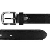 Jaxer Embossed Black Leather Belt For Men - JXBLT107