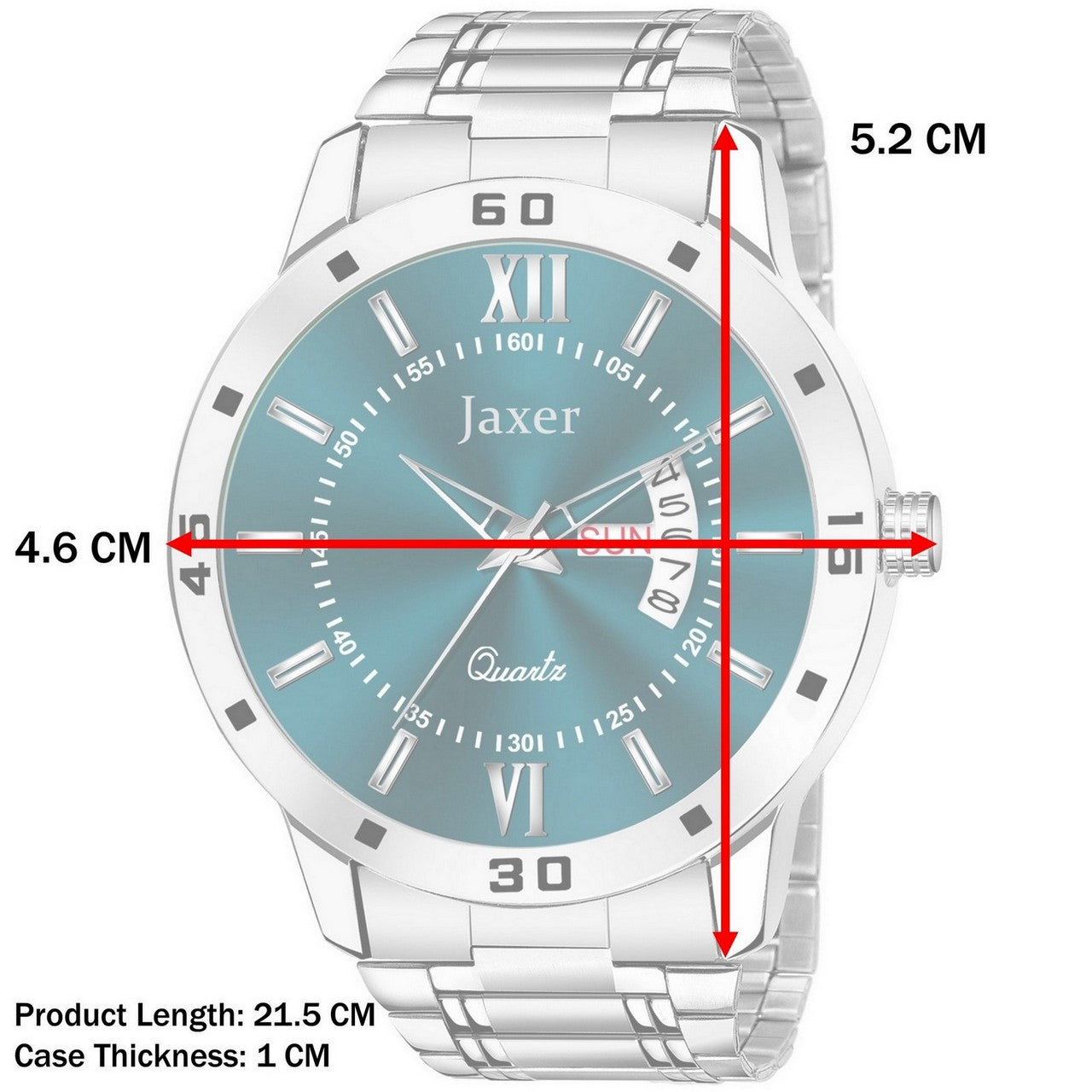 Jaxer Men'S Green Dial Steel Chain Analog Watch With Day & Date Feature - JXRM2175