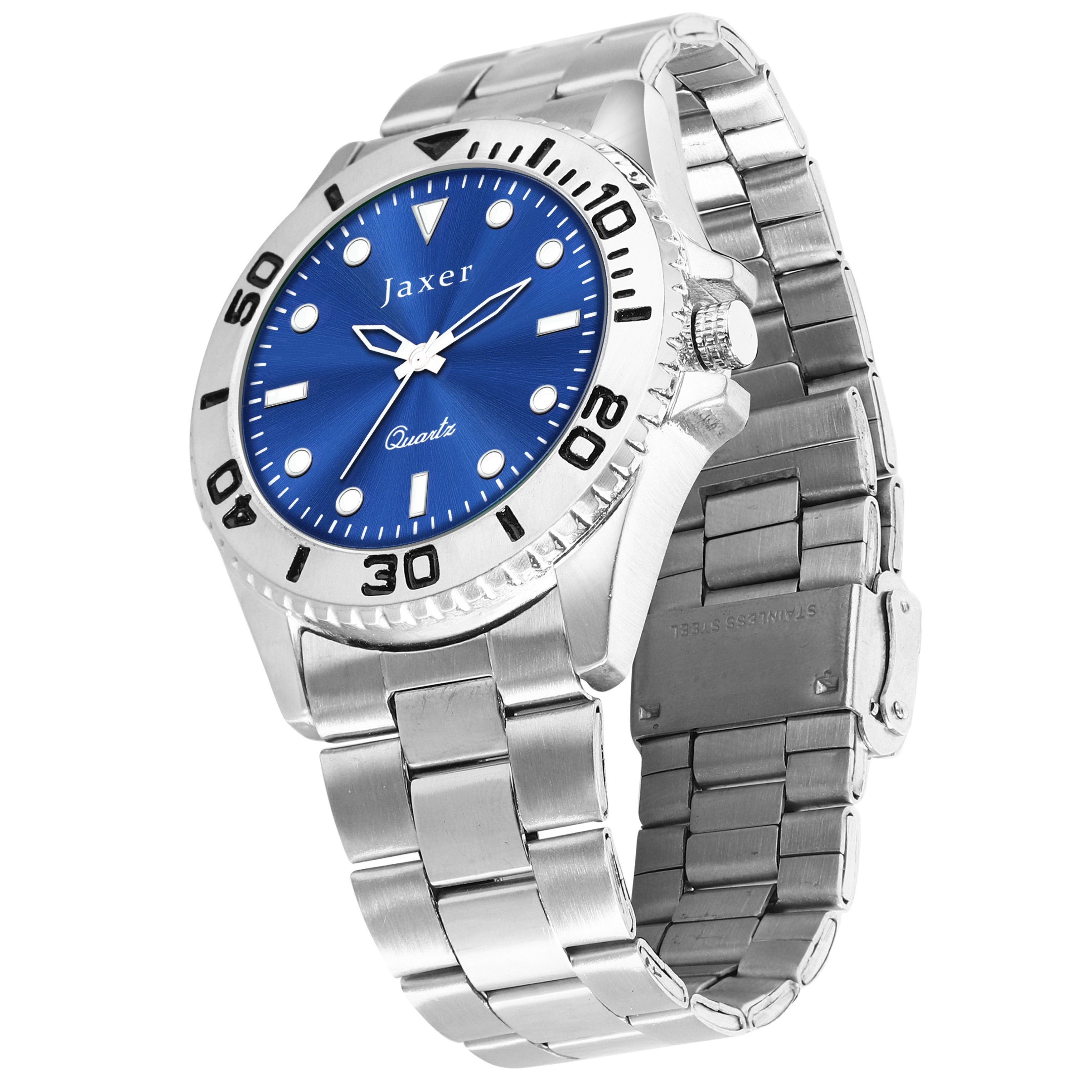 Jaxer Blue Dial Steel Chain Analog Wrist Watch For Men - JXRM2198