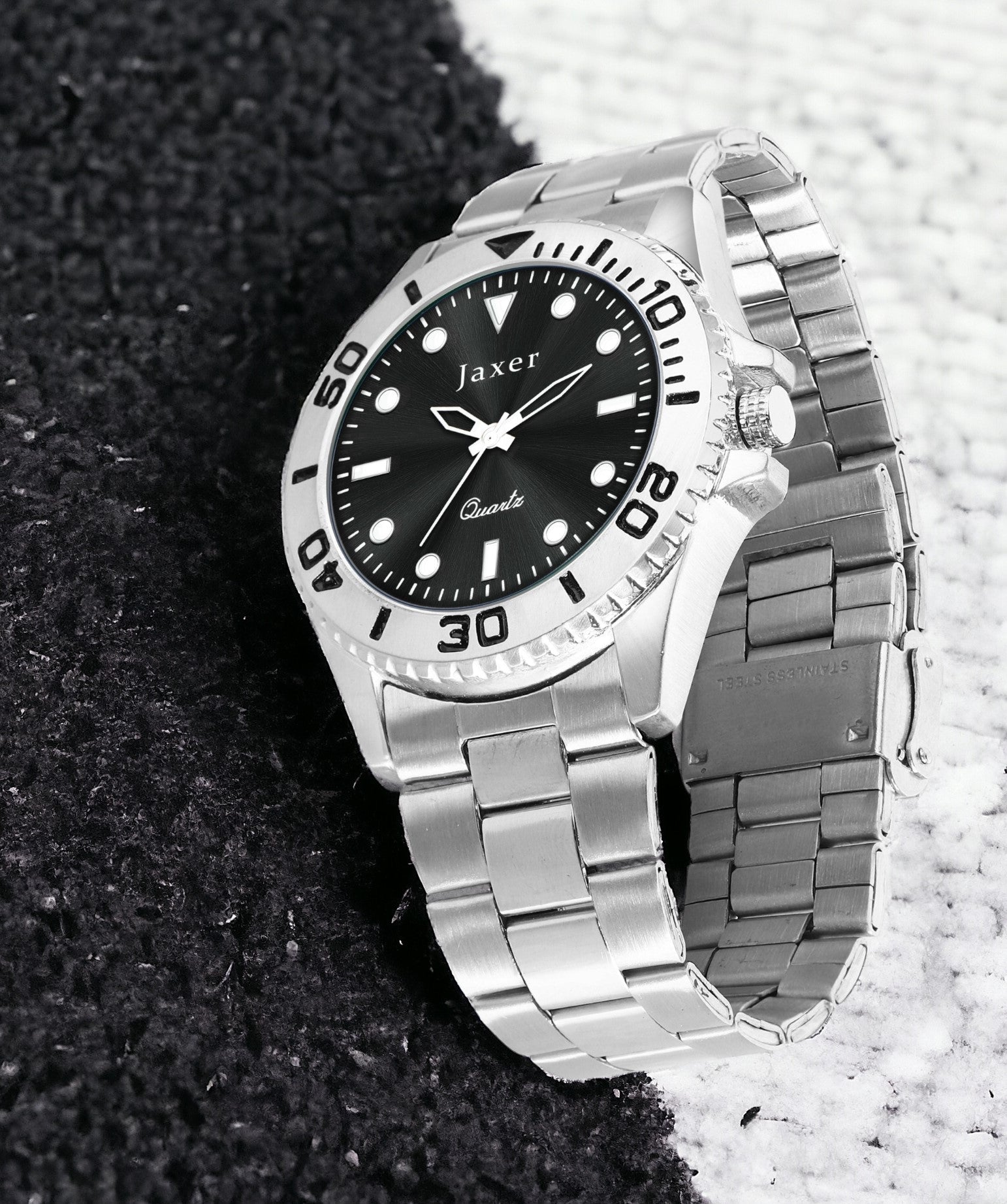Jaxer Black Dial Steel Chain Analog Wrist Watch For Men - JXRM2199
