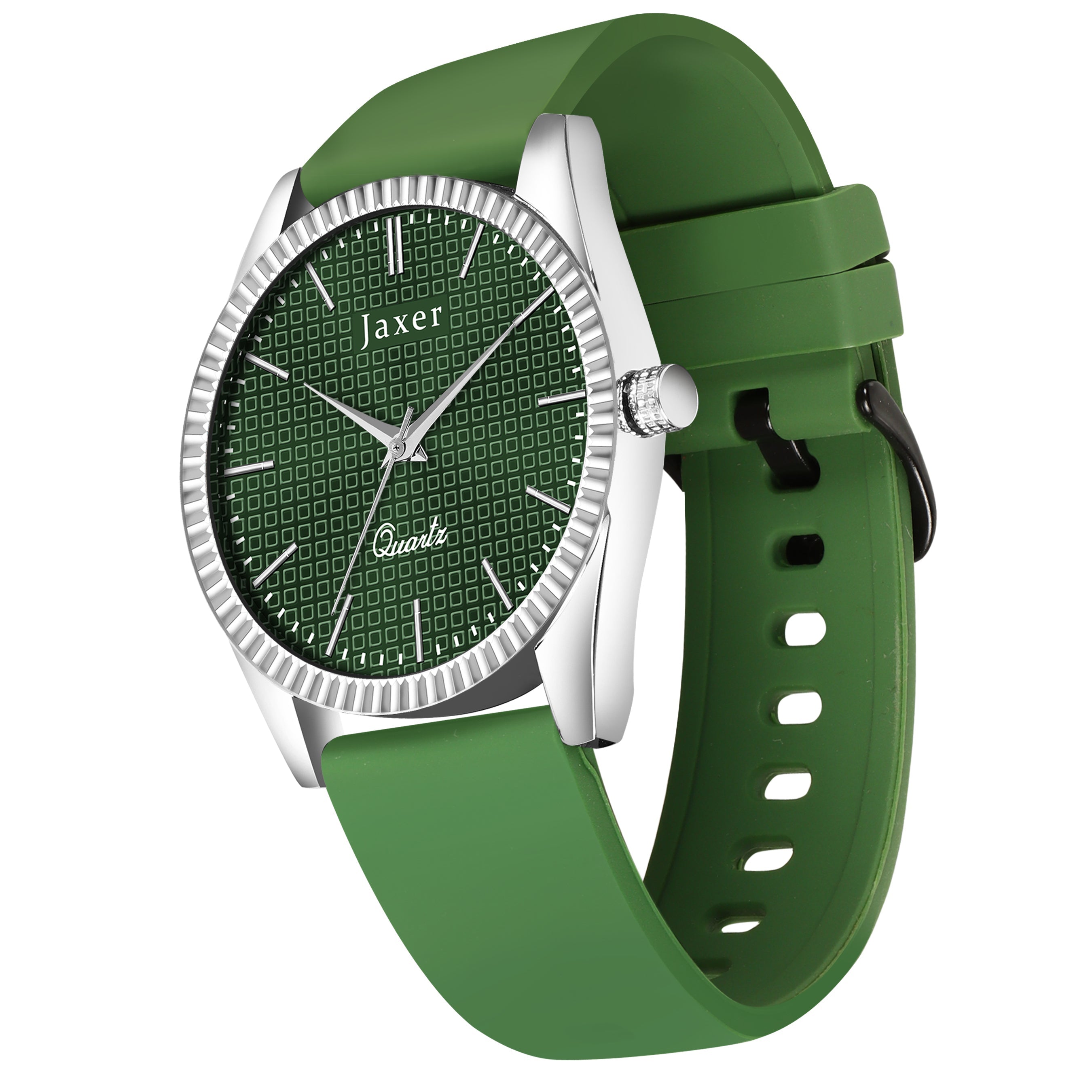 Jaxer Green Silicone Band Analog Wrist Watch For Men And Boys - JXRM2201