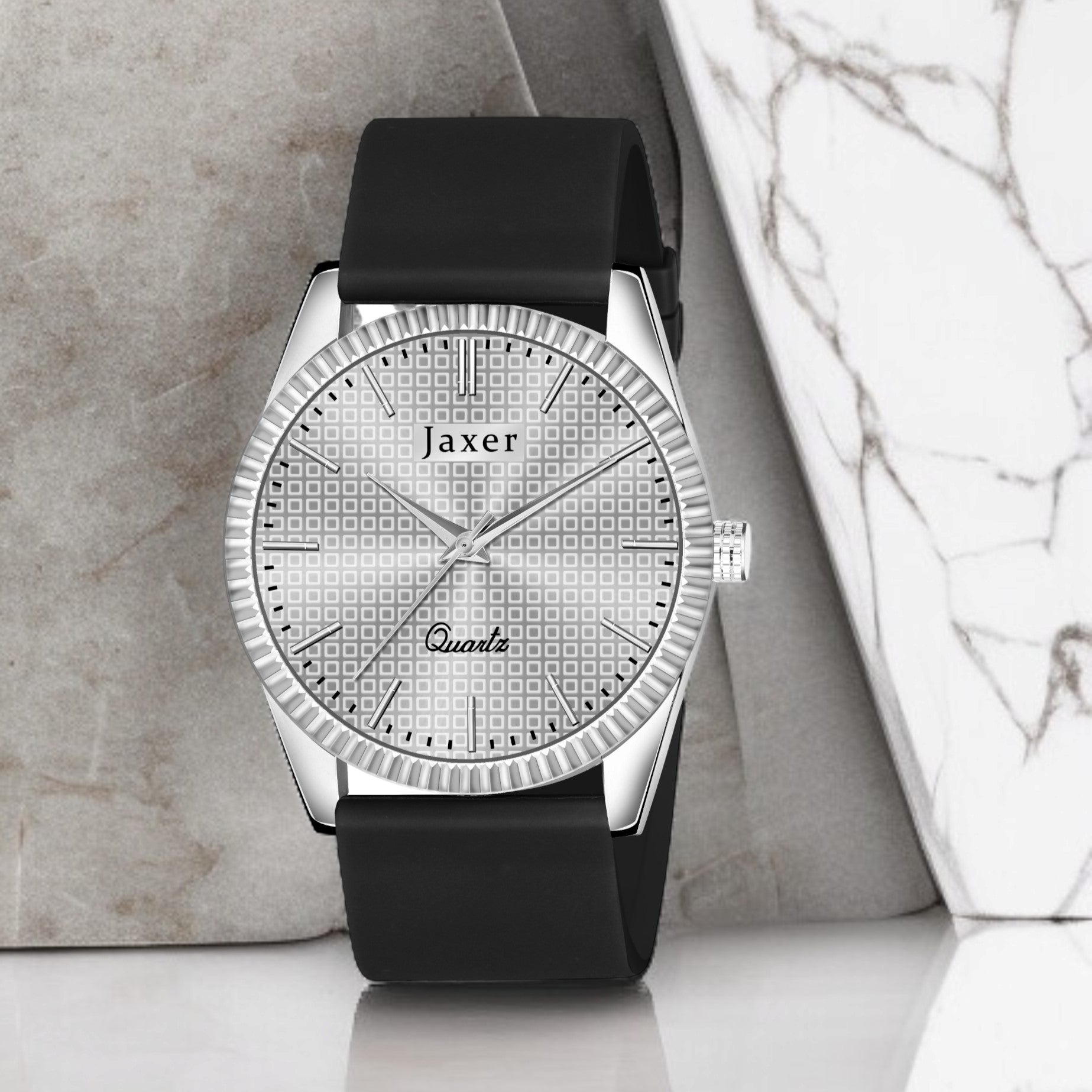 Jaxer Silver Dial Black Silicone Band Analog Wrist Watch For Men And Boys - JXRM2204