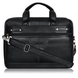 Jaxer Black Leather Laptop Messenger Bag for Men - JXRMB003