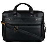 Jaxer Black Leather Laptop Messenger Bag for Men - JXRMB014