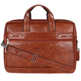 Jaxer Tan Leather Laptop Messenger Bag for Men - JXRMB019