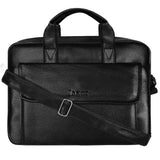 Jaxer Black Leather Laptop Messenger Bag for Men - JXRMB021