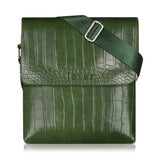 Jaxer Green Leather Sling Cross Body Travel Office Side Shoulder Bag for Men and Women - JXRSB117