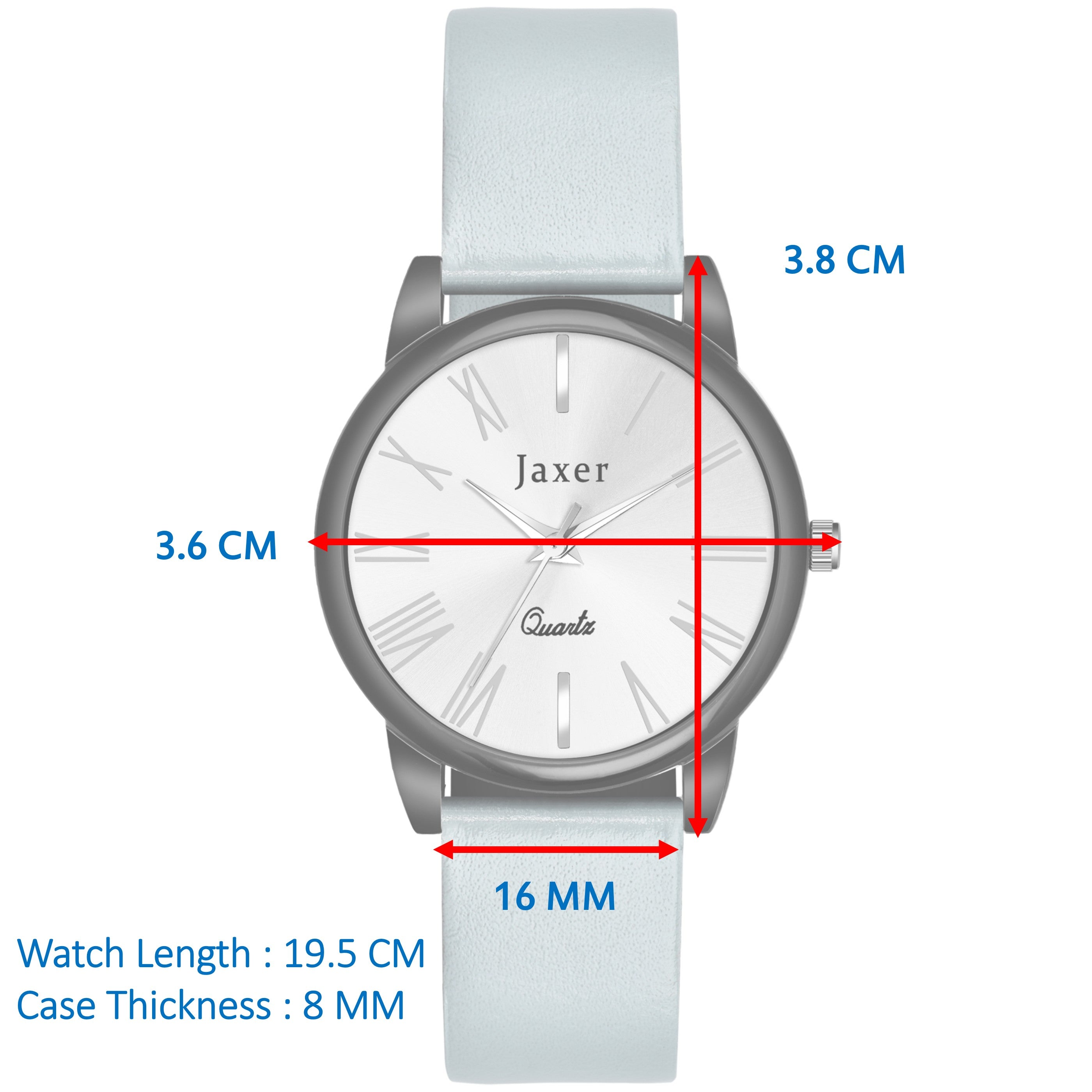 Jaxer Silver Dial Grey Genuine Leather Strap Analog Watch - For Women JXRW2557